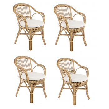 Set 4 scaune de gradina / terasa din ratan New Barina Natural, l57xA61xH80 cm