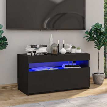 vidaXL Comodă TV cu lumini LED, negru, 75x35x40 cm