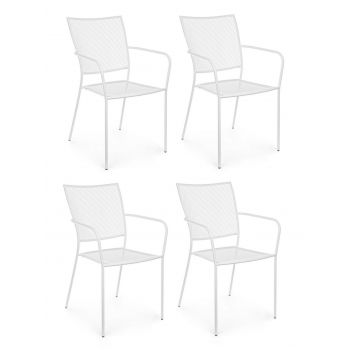 Set 4 scaune de gradina / terasa din metal Kristen Alb, l57xA55xH89 cm