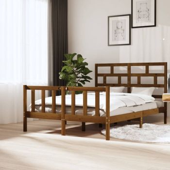 vidaXL Cadru de pat, maro miere, 160x200 cm, lemn masiv de pin