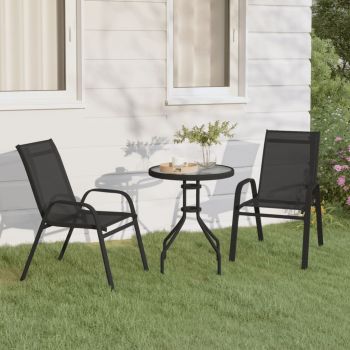 vidaXL Set mobilier bistro de grădină, 3 piese, negru