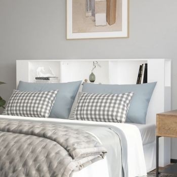 vidaXL Tăblie de pat cu dulap, alb, 180x18,5x104,5 cm