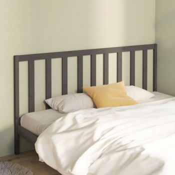 vidaXL Tăblie de pat, gri, 206x4x100 cm, lemn masiv de pin