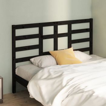 vidaXL Tăblie de pat, negru, 156x4x104 cm, lemn masiv de pin