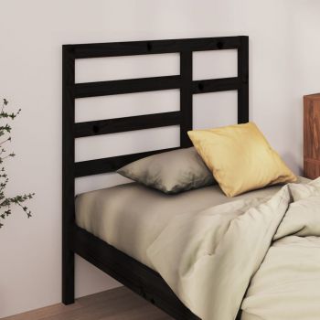 vidaXL Tăblie de pat, negru, 81x4x104 cm, lemn masiv de pin