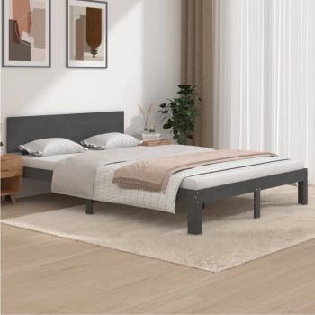 vidaXL Cadru de pat, gri, 140x200 cm, lemn masiv de pin