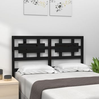 vidaXL Tăblie de pat, negru, 155,5x4x100 cm, lemn masiv de pin