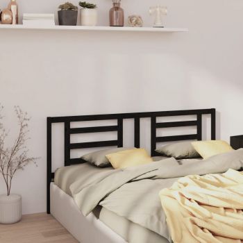 vidaXL Tăblie de pat, negru, 156x4x100 cm, lemn masiv de pin