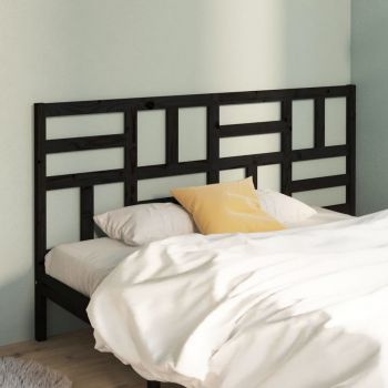 vidaXL Tăblie de pat, negru, 186x4x104 cm, lemn masiv de pin