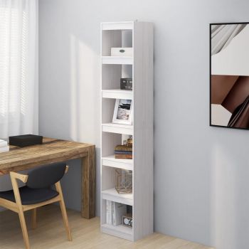vidaXL Bibliotecă/Separator cameră, alb, 40x30x199 cm, lemn masiv pin