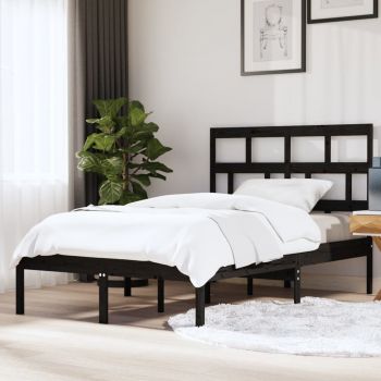 vidaXL Cadru pat, negru, 140x200 cm, lemn masiv de pin
