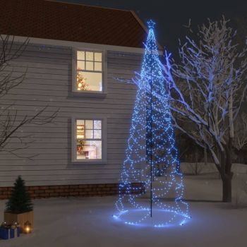 vidaXL Pom de Crăciun cu stâlp de metal, 1400 LED-uri, albastru, 5 m