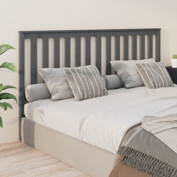 vidaXL Tăblie de pat, gri, 186x6x101 cm, lemn masiv de pin