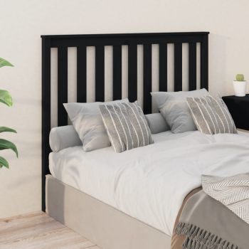 vidaXL Tăblie de pat, negru, 141x6x101 cm, lemn masiv de pin
