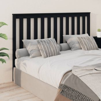 vidaXL Tăblie de pat, negru, 156x6x101 cm, lemn masiv de pin