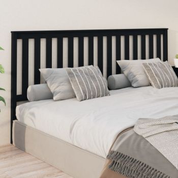 vidaXL Tăblie de pat, negru, 206x6x101 cm, lemn masiv de pin