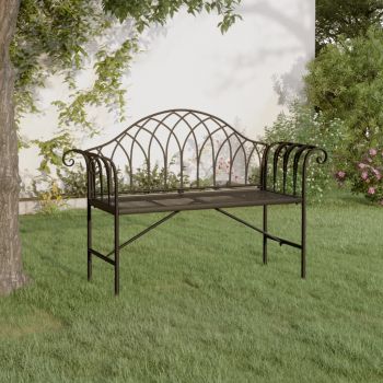 vidaXL Bancă de grădină cu 2 locuri, negru, 128 cm, oțel