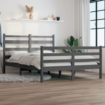 vidaXL Cadru de pat, 140x200 cm, lemn masiv de pin, gri