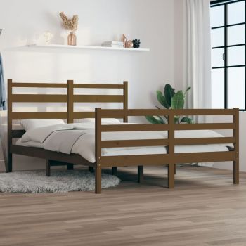 vidaXL Cadru de pat, 120x200 cm, lemn masiv de pin, maro miere