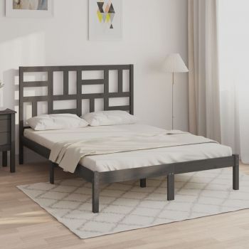 vidaXL Cadru de pat, gri, 140x200 cm, lemn masiv