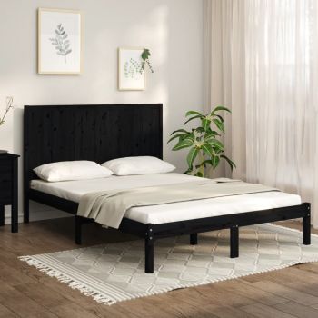vidaXL Cadru de pat, negru, 140x200 cm, lemn masiv de pin