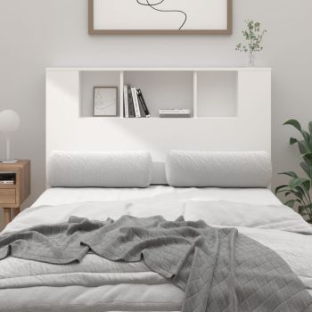 vidaXL Tăblie de pat cu dulap, alb, 120x18,5x104,5 cm