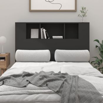 vidaXL Tăblie de pat cu dulap, negru, 120x18,5x104,5 cm