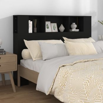 vidaXL Tăblie de pat cu dulap, negru, 140x18,5x104,5 cm