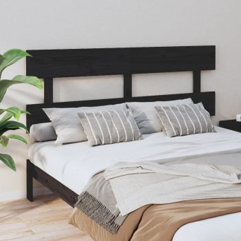 vidaXL Tăblie de pat, negru, 154x3x81 cm, lemn masiv de pin
