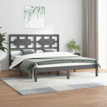 vidaXL Cadru de pat, gri , 200x200 cm, lemn masiv de pin