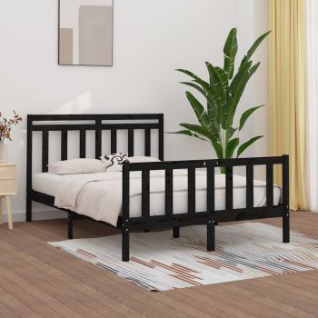 vidaXL Cadru de pat King Size, negru, 150x200 cm, lemn masiv de pin