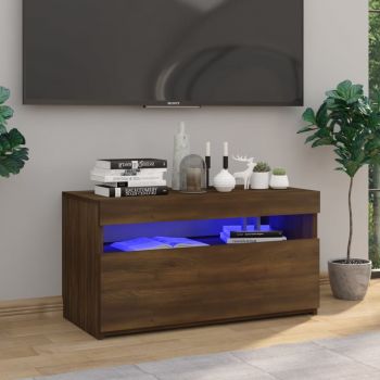 vidaXL Comodă TV cu lumini LED, stejar maro, 75x35x40 cm
