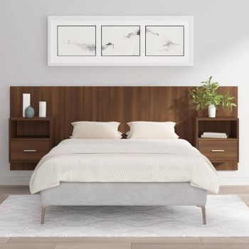 vidaXL Tăblie de pat cu dulapuri, stejar maro, lemn prelucrat