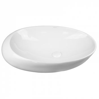 Lavoar pe blat alb lucios 66 cm, oval, Fluminia Egg Maxi