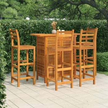 vidaXL Set mobilier de bar de grădină, 5 piese, lemn masiv de acacia