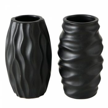 Set 2 vaze decorative din Ceramica Negru D7xH12cm Janina