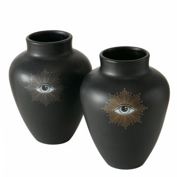 Set 2 vaze din Ceramica Negru D16xH20cm Magic