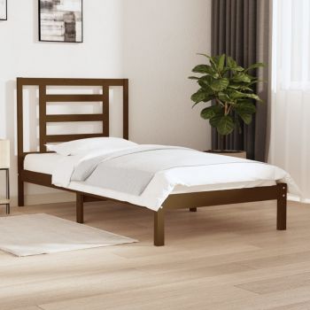 vidaXL Cadru de pat, maro miere, 100x200 cm, lemn masiv de pin