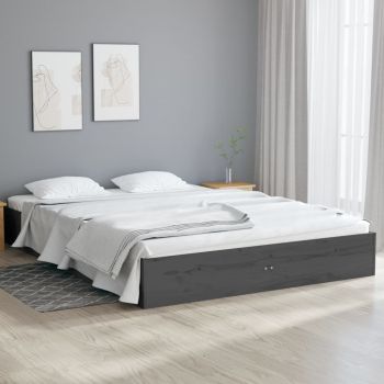 vidaXL Cadru de pat, gri, 140x190 cm, lemn masiv