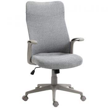 Vinsetto Scaun de birou elegant cu tesatura cu efect de in, scaun ergonomic reglabil pe inaltime cu roti pivotante, 61x64,5x104-112cm, gri