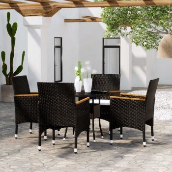vidaXL Set de mobilier pentru grădină, 5 piese, negru, poliratan