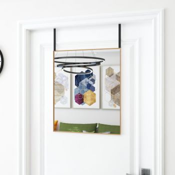 vidaXL Oglindă pentru ușă, auriu, 50x60 cm, sticlă și aluminiu