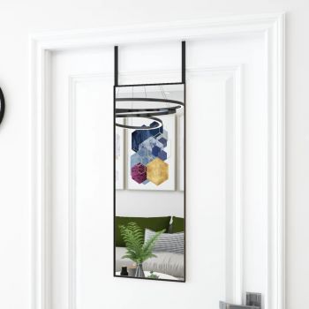 vidaXL Oglindă pentru ușă, negru, 30x80 cm, sticlă și aluminiu