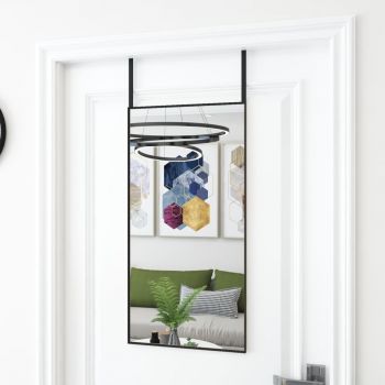 vidaXL Oglindă pentru ușă, negru, 40x80 cm, sticlă și aluminiu