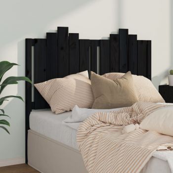vidaXL Tăblie de pat, negru, 126x4x110 cm, lemn masiv de pin