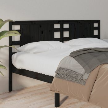 vidaXL Tăblie de pat, negru, 141x4x100 cm, lemn masiv de pin