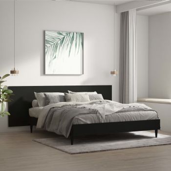 vidaXL Tăblie de pat, negru, 240x1,5x80 cm, lemn prelucrat