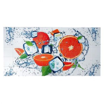 Panou decorativ, PVC, model portocale, alb si portocaliu, 96x48.5 cm,