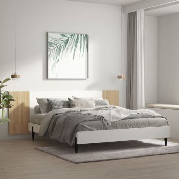 vidaXL Tăblie de pat alb și stejar sonoma 240x1,5x80 cm lemn prelucrat