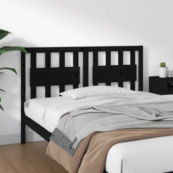 vidaXL Tăblie de pat, negru, 145,5x4x100 cm, lemn masiv de pin